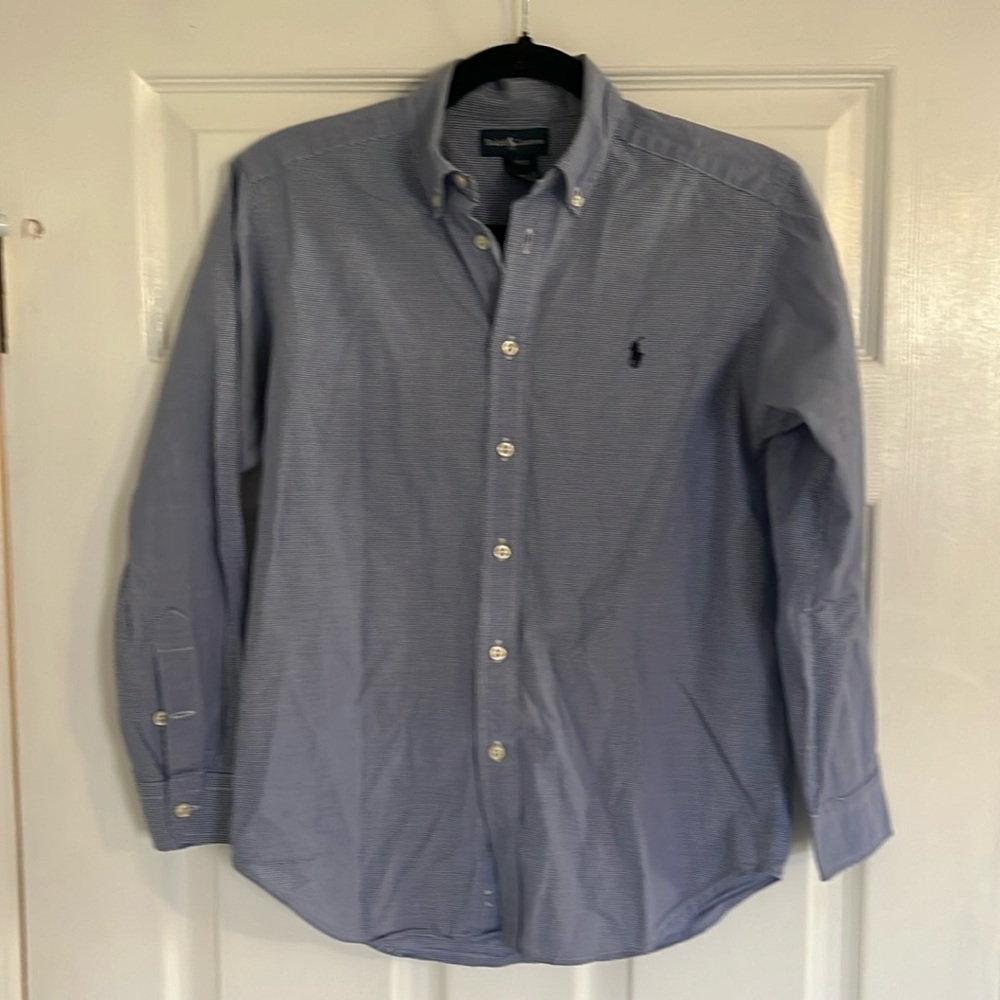 Ralph Lauren cotton mini check Boys’ button down shirt size 10/12.
